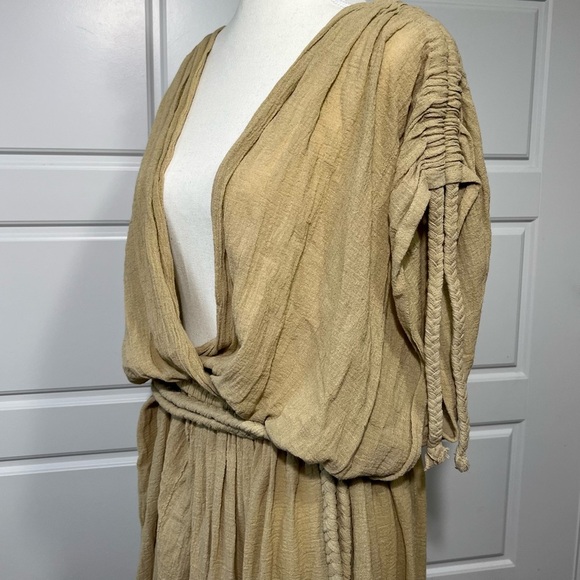 Boho Maxi Dress Deep V Neck Sleeveless Flowy Beach Cover Up Dress - Picture 6 of 13